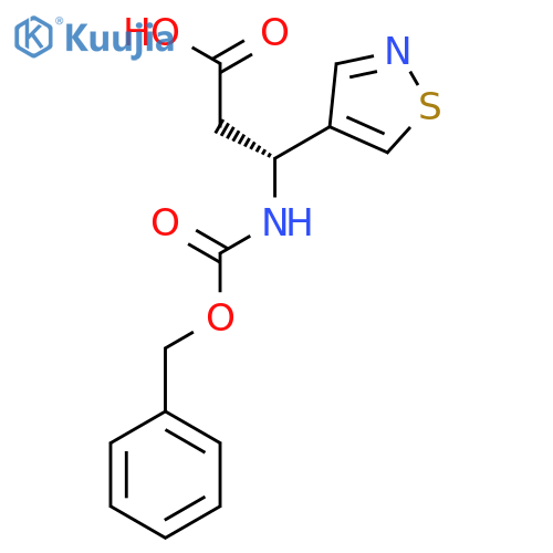 (3R)-3-{(benzyloxy)carbonylamino}-3-(1,2-thiazol-4-yl)propanoic acid structure