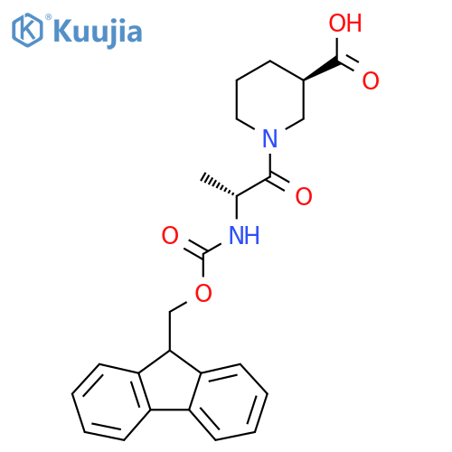 (3R)-1-(2R)-2-({(9H-fluoren-9-yl)methoxycarbonyl}amino)propanoylpiperidine-3-carboxylic acid structure