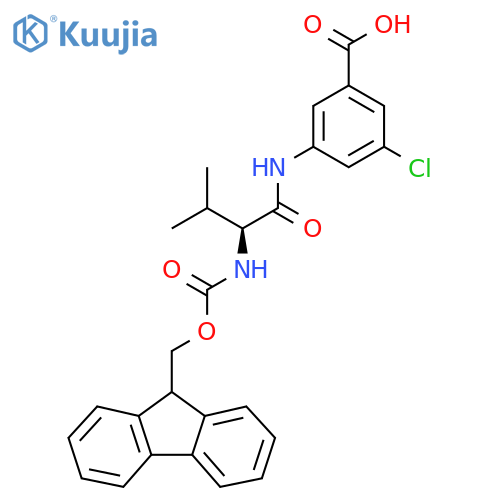 3-chloro-5-(2S)-2-({(9H-fluoren-9-yl)methoxycarbonyl}amino)-3-methylbutanamidobenzoic acid structure
