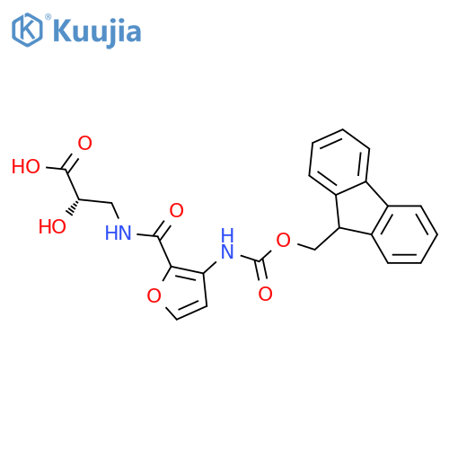 (2S)-3-{3-({(9H-fluoren-9-yl)methoxycarbonyl}amino)furan-2-ylformamido}-2-hydroxypropanoic acid structure