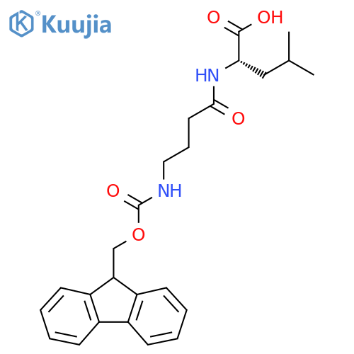 (2S)-2-4-({(9H-fluoren-9-yl)methoxycarbonyl}amino)butanamido-4-methylpentanoic acid structure