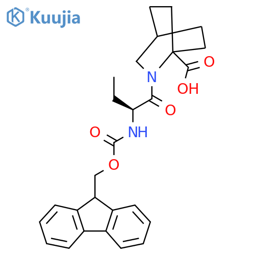 2-(2S)-2-({(9H-fluoren-9-yl)methoxycarbonyl}amino)butanoyl-2-azabicyclo2.2.2octane-1-carboxylic acid structure