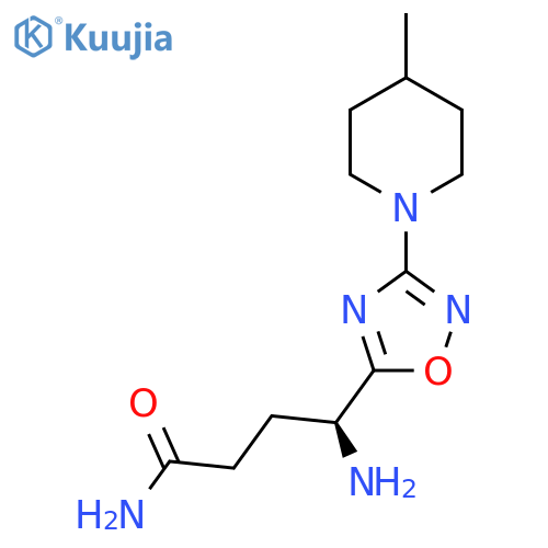 (4S)-4-amino-4-3-(4-methylpiperidin-1-yl)-1,2,4-oxadiazol-5-ylbutanamide structure