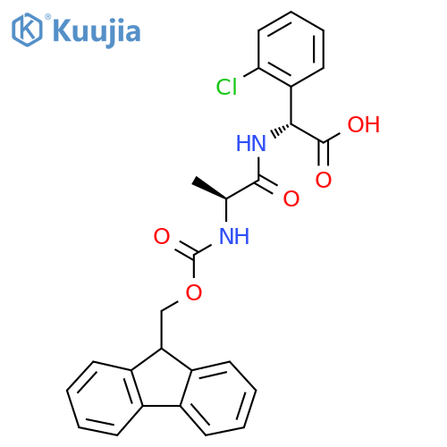 (2R)-2-(2-chlorophenyl)-2-(2S)-2-({(9H-fluoren-9-yl)methoxycarbonyl}amino)propanamidoacetic acid structure