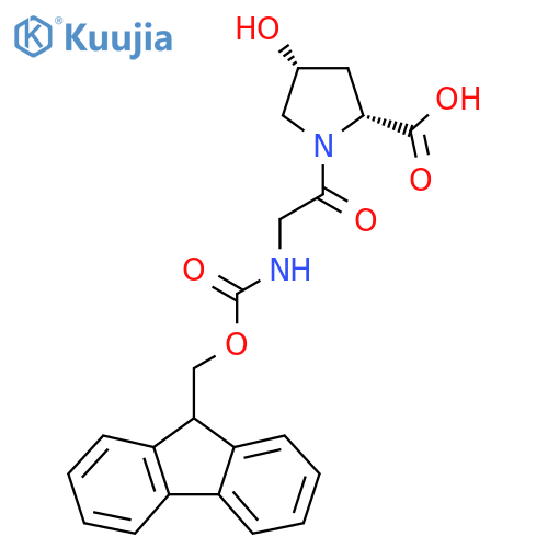 (2R,4R)-1-2-({(9H-fluoren-9-yl)methoxycarbonyl}amino)acetyl-4-hydroxypyrrolidine-2-carboxylic acid structure