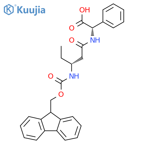 (2S)-2-(3R)-3-({(9H-fluoren-9-yl)methoxycarbonyl}amino)pentanamido-2-phenylacetic acid structure
