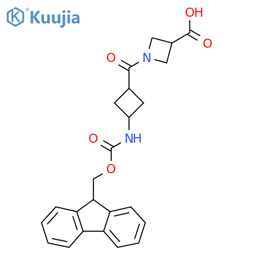 1-(1s,3s)-3-({(9H-fluoren-9-yl)methoxycarbonyl}amino)cyclobutanecarbonylazetidine-3-carboxylic acid structure