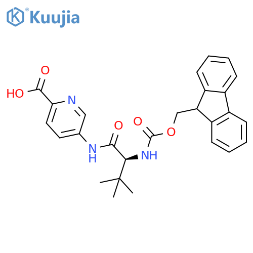 5-(2S)-2-({(9H-fluoren-9-yl)methoxycarbonyl}amino)-3,3-dimethylbutanamidopyridine-2-carboxylic acid structure