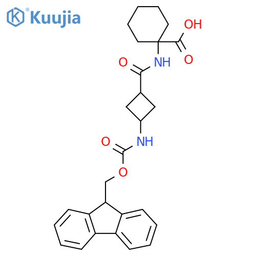 1-(1r,3r)-3-({(9H-fluoren-9-yl)methoxycarbonyl}amino)cyclobutaneamidocyclohexane-1-carboxylic acid structure