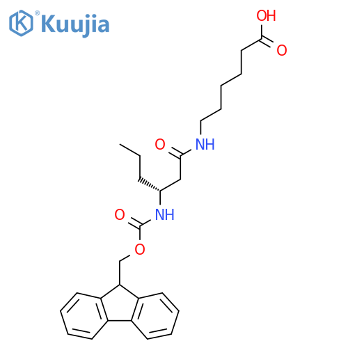 6-(3R)-3-({(9H-fluoren-9-yl)methoxycarbonyl}amino)hexanamidohexanoic acid structure