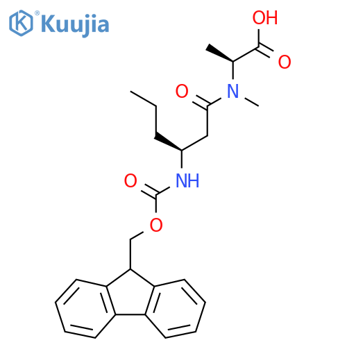 (2S)-2-(3S)-3-({(9H-fluoren-9-yl)methoxycarbonyl}amino)-N-methylhexanamidopropanoic acid structure