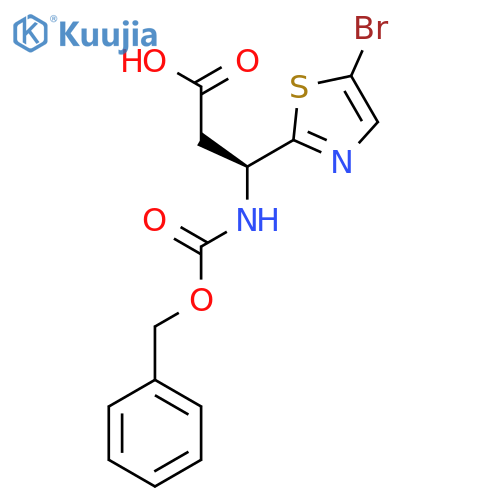 (3S)-3-{(benzyloxy)carbonylamino}-3-(5-bromo-1,3-thiazol-2-yl)propanoic acid structure