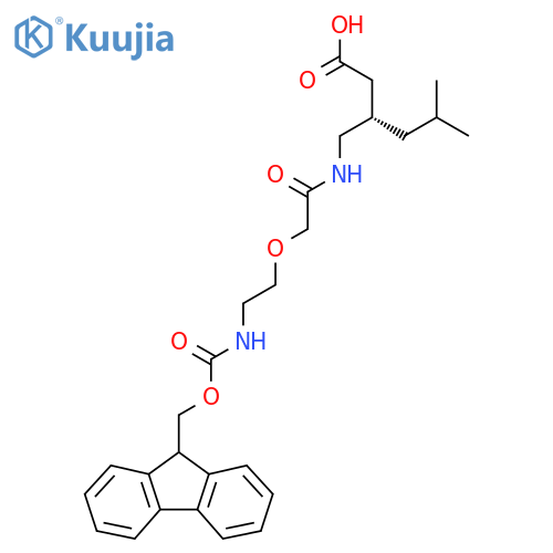 (3S)-3-({2-2-({(9H-fluoren-9-yl)methoxycarbonyl}amino)ethoxyacetamido}methyl)-5-methylhexanoic acid structure