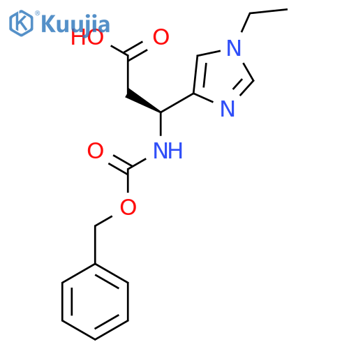(3S)-3-{(benzyloxy)carbonylamino}-3-(1-ethyl-1H-imidazol-4-yl)propanoic acid structure