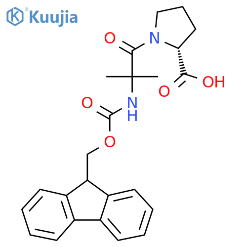 (2R)-1-2-({(9H-fluoren-9-yl)methoxycarbonyl}amino)-2-methylpropanoylpyrrolidine-2-carboxylic acid structure