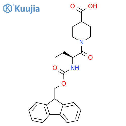 1-(2S)-2-({(9H-fluoren-9-yl)methoxycarbonyl}amino)butanoylpiperidine-4-carboxylic acid structure
