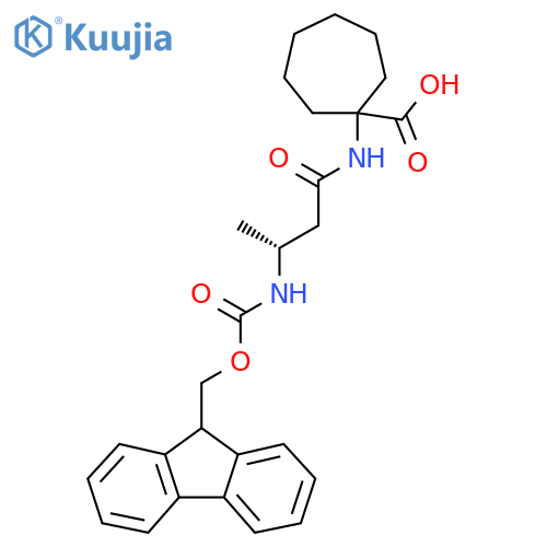 1-(3R)-3-({(9H-fluoren-9-yl)methoxycarbonyl}amino)butanamidocycloheptane-1-carboxylic acid structure