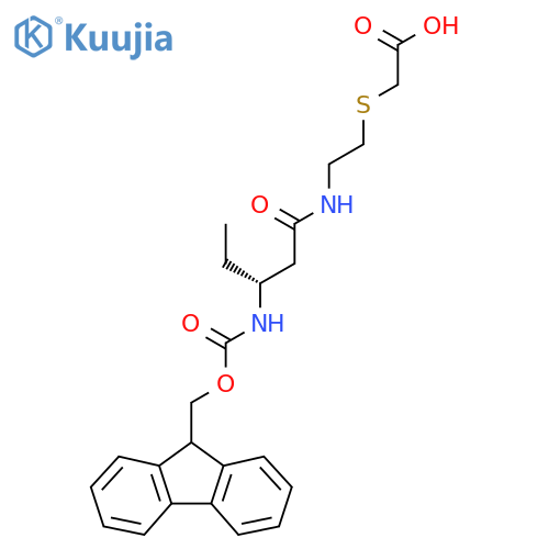 2-({2-(3R)-3-({(9H-fluoren-9-yl)methoxycarbonyl}amino)pentanamidoethyl}sulfanyl)acetic acid structure