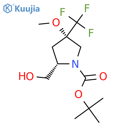 tert-butyl (2S,4S)-2-(hydroxymethyl)-4-methoxy-4-(trifluoromethyl)pyrrolidine-1-carboxylate structure