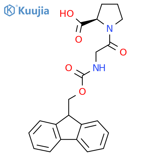 (2R)-1-2-({(9H-fluoren-9-yl)methoxycarbonyl}amino)acetylpyrrolidine-2-carboxylic acid structure