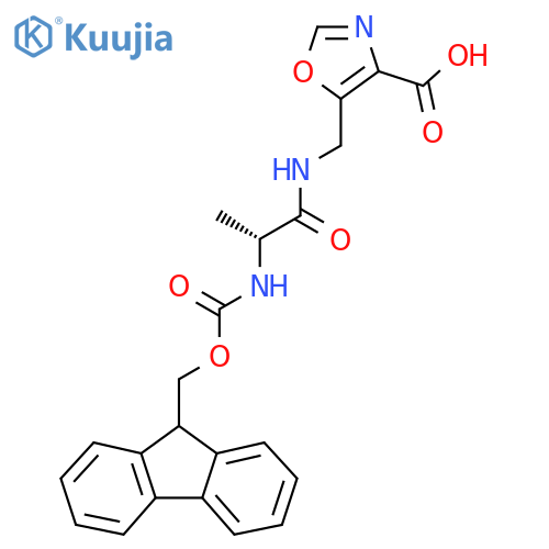5-{(2R)-2-({(9H-fluoren-9-yl)methoxycarbonyl}amino)propanamidomethyl}-1,3-oxazole-4-carboxylic acid structure
