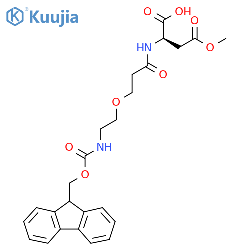 (2R)-2-{3-2-({(9H-fluoren-9-yl)methoxycarbonyl}amino)ethoxypropanamido}-4-methoxy-4-oxobutanoic acid structure