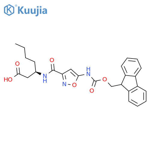 (3R)-3-{5-({(9H-fluoren-9-yl)methoxycarbonyl}amino)-1,2-oxazol-3-ylformamido}heptanoic acid structure
