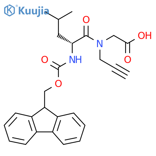 2-(2R)-2-({(9H-fluoren-9-yl)methoxycarbonyl}amino)-4-methyl-N-(prop-2-yn-1-yl)pentanamidoacetic acid structure
