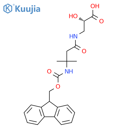 (2S)-3-3-({(9H-fluoren-9-yl)methoxycarbonyl}amino)-3-methylbutanamido-2-hydroxypropanoic acid structure