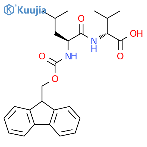 (2R)-2-(2S)-2-({(9H-fluoren-9-yl)methoxycarbonyl}amino)-4-methylpentanamido-3-methylbutanoic acid structure