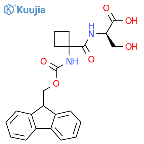 (2R)-2-{1-({(9H-fluoren-9-yl)methoxycarbonyl}amino)cyclobutylformamido}-3-hydroxypropanoic acid structure