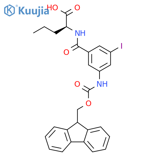 (2S)-2-{3-({(9H-fluoren-9-yl)methoxycarbonyl}amino)-5-iodophenylformamido}pentanoic acid structure