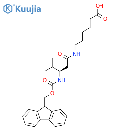 6-(3R)-3-({(9H-fluoren-9-yl)methoxycarbonyl}amino)-4-methylpentanamidohexanoic acid structure