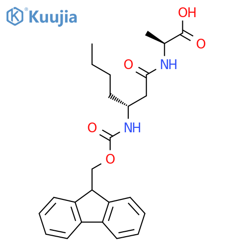 (2S)-2-(3R)-3-({(9H-fluoren-9-yl)methoxycarbonyl}amino)heptanamidopropanoic acid structure