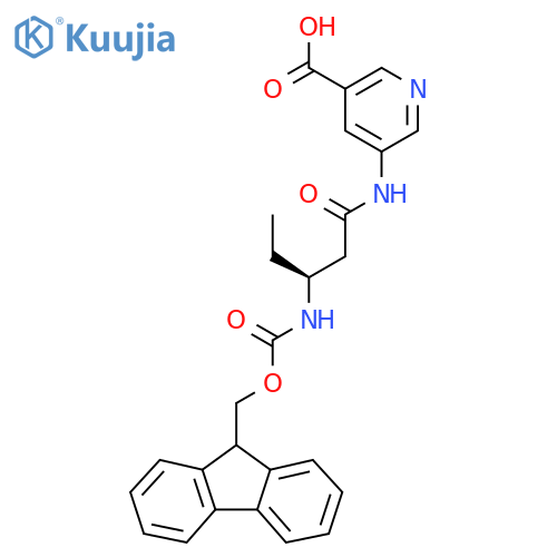 5-(3S)-3-({(9H-fluoren-9-yl)methoxycarbonyl}amino)pentanamidopyridine-3-carboxylic acid structure