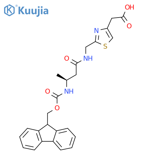 2-(2-{(3S)-3-({(9H-fluoren-9-yl)methoxycarbonyl}amino)butanamidomethyl}-1,3-thiazol-4-yl)acetic acid structure