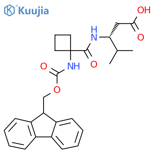 (3R)-3-{1-({(9H-fluoren-9-yl)methoxycarbonyl}amino)cyclobutylformamido}-4-methylpentanoic acid structure