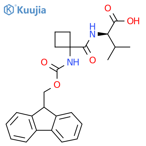 (2R)-2-{1-({(9H-fluoren-9-yl)methoxycarbonyl}amino)cyclobutylformamido}-3-methylbutanoic acid structure