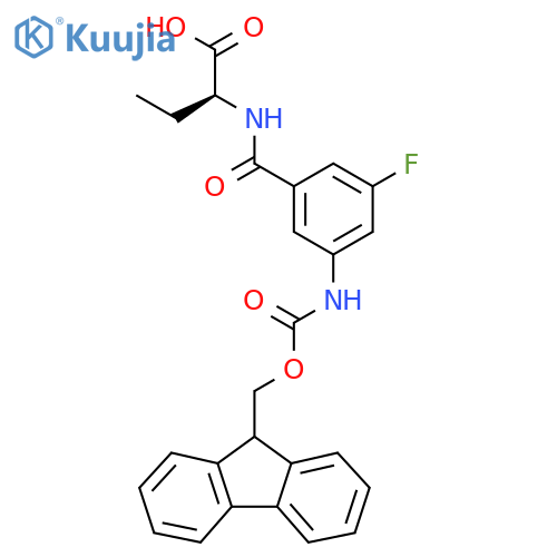 (2S)-2-{3-({(9H-fluoren-9-yl)methoxycarbonyl}amino)-5-fluorophenylformamido}butanoic acid structure