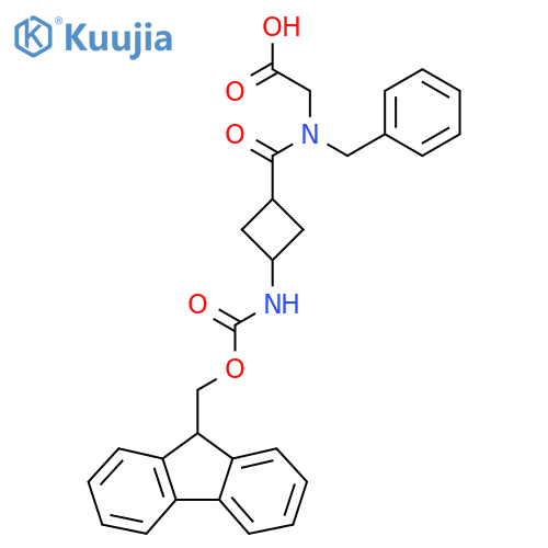 2-{N-benzyl-1-(1s,3s)-3-({(9H-fluoren-9-yl)methoxycarbonyl}amino)cyclobutylformamido}acetic acid structure