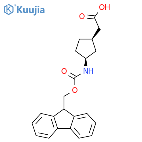 2-(1R,3S)-3-({(9H-fluoren-9-yl)methoxycarbonyl}amino)cyclopentylacetic acid structure