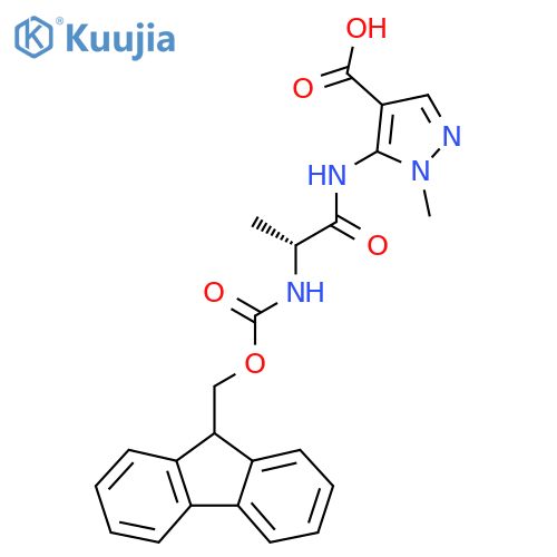 5-(2R)-2-({(9H-fluoren-9-yl)methoxycarbonyl}amino)propanamido-1-methyl-1H-pyrazole-4-carboxylic acid structure