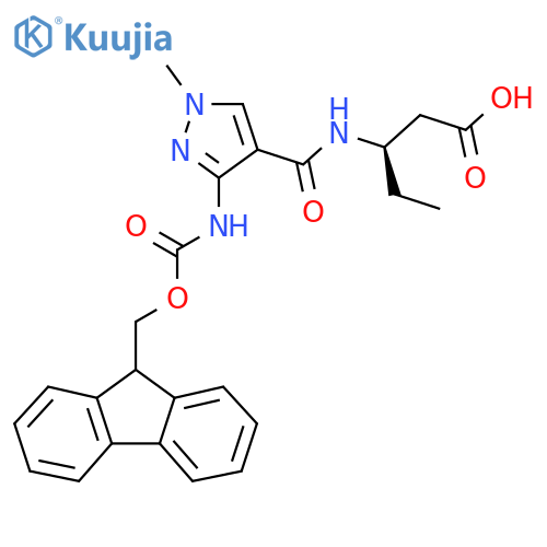 (3R)-3-{3-({(9H-fluoren-9-yl)methoxycarbonyl}amino)-1-methyl-1H-pyrazol-4-ylformamido}pentanoic acid structure