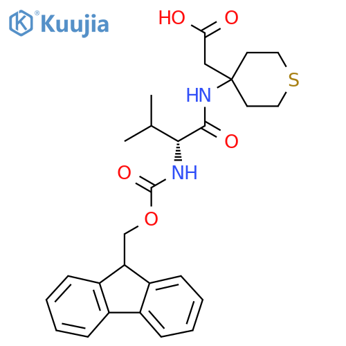 2-{4-(2R)-2-({(9H-fluoren-9-yl)methoxycarbonyl}amino)-3-methylbutanamidothian-4-yl}acetic acid structure