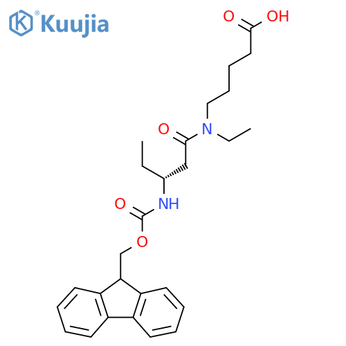 5-(3R)-N-ethyl-3-({(9H-fluoren-9-yl)methoxycarbonyl}amino)pentanamidopentanoic acid structure
