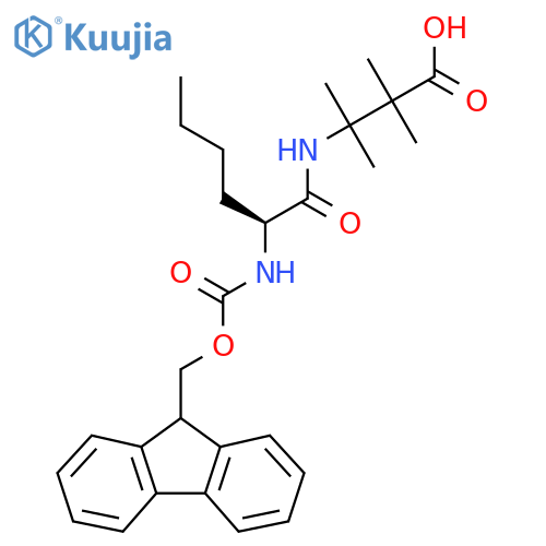 3-(2S)-2-({(9H-fluoren-9-yl)methoxycarbonyl}amino)hexanamido-2,2,3-trimethylbutanoic acid structure