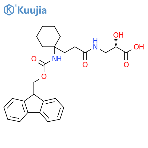 (2S)-3-{3-1-({(9H-fluoren-9-yl)methoxycarbonyl}amino)cyclohexylpropanamido}-2-hydroxypropanoic acid structure
