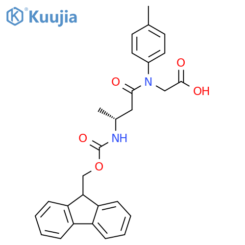 2-(3R)-3-({(9H-fluoren-9-yl)methoxycarbonyl}amino)-N-(4-methylphenyl)butanamidoacetic acid structure