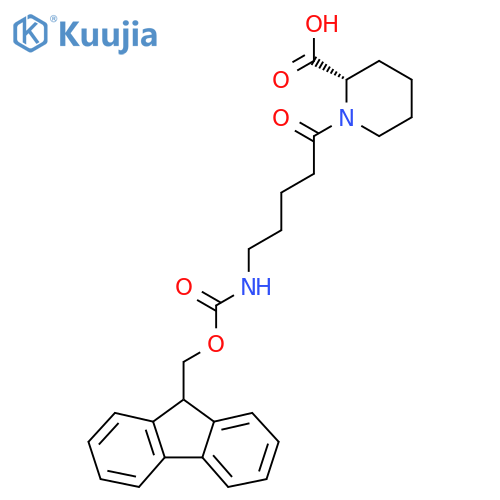 (2S)-1-5-({(9H-fluoren-9-yl)methoxycarbonyl}amino)pentanoylpiperidine-2-carboxylic acid structure