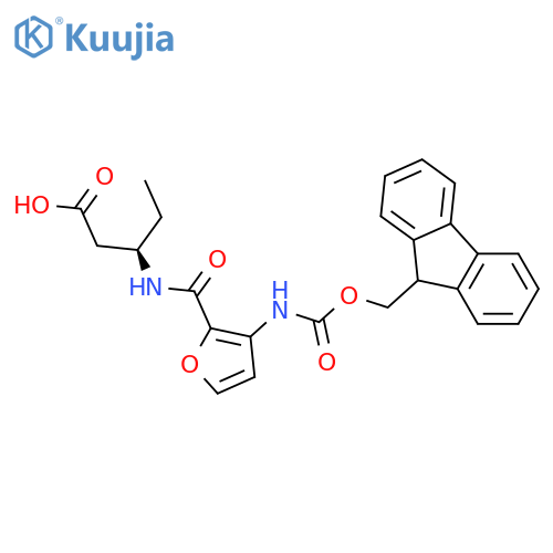 (3R)-3-{3-({(9H-fluoren-9-yl)methoxycarbonyl}amino)furan-2-ylformamido}pentanoic acid structure
